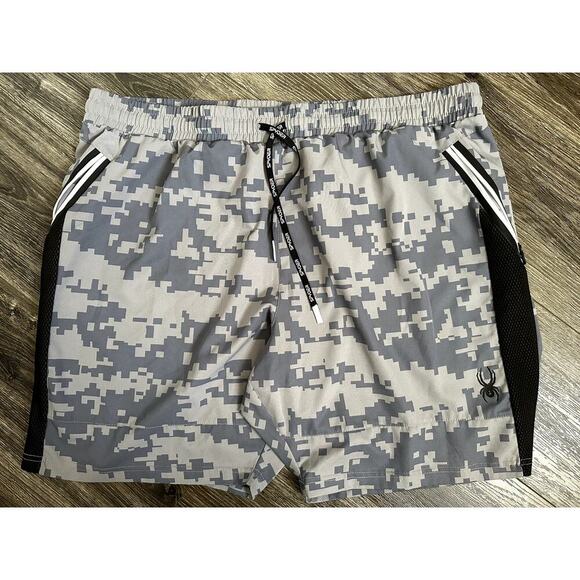 Spyder Shorts XXL Grey Proweb Active Zip Pockets Reflective Moisture Wicking - Picture 1 of 5